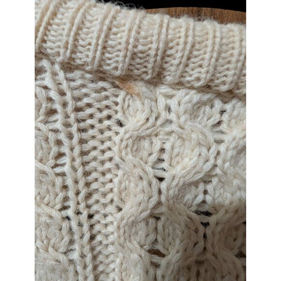 Celtic Country Mens Aran Cardigan Sweater sz M Wool Cable Knit Made In Ireland - Picture 5 of 6